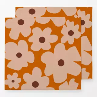 Servietten Beige Blumen Auf Orange