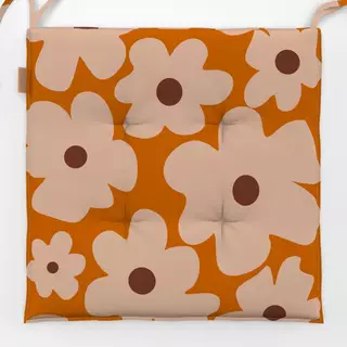 Sitzkissen Beige Blumen Auf Orange