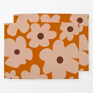 Tischset Beige Blumen Auf Orange
