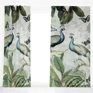 Dekovorhang Pfauen im Tropen Dschungel