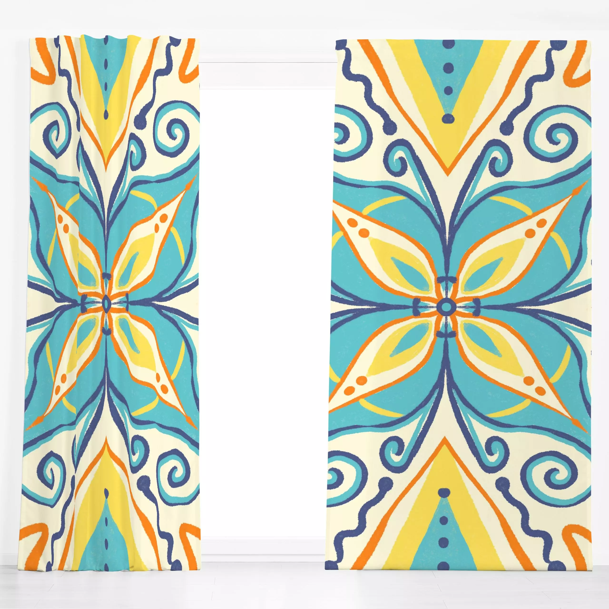 Dekovorhang Sommer-Mandala - Sommer, Symbole & Muster, Reise - von „Studio Dolci"; Muster, Sommer, mandala, bunt, Italien, f...