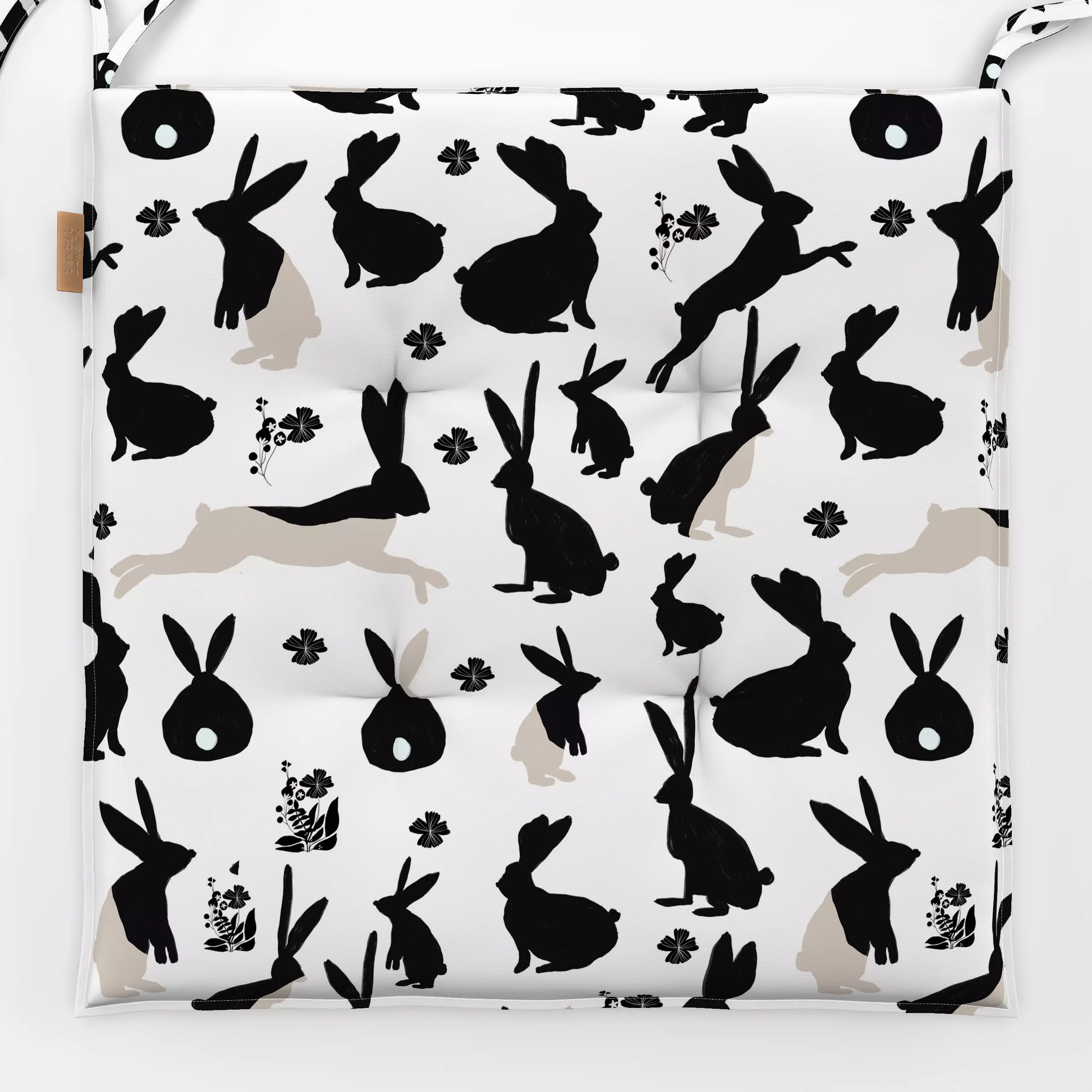 Sitzkissen Osterhasen gefärbt Beige - Frühling, Anlässe - von „Sophie Augustin Illustration"; Blumen, Ostern, Osterhase, Hap...