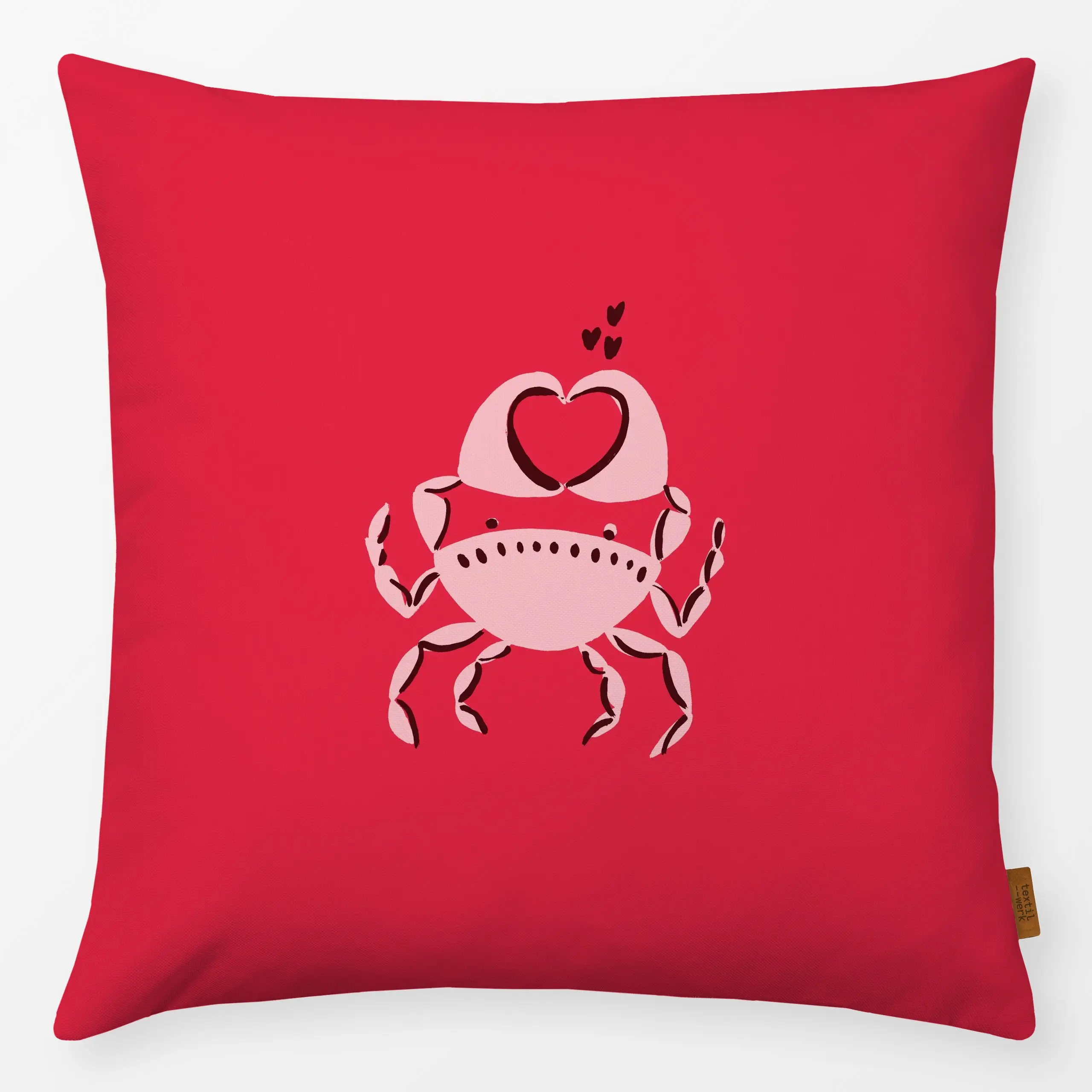Kissen Love Crab rot - Kinderzimmer & Motive für Kinder, Liebe, Romantik & Pride, Anlässe - von „Julia Schumacher"; Love, Li...