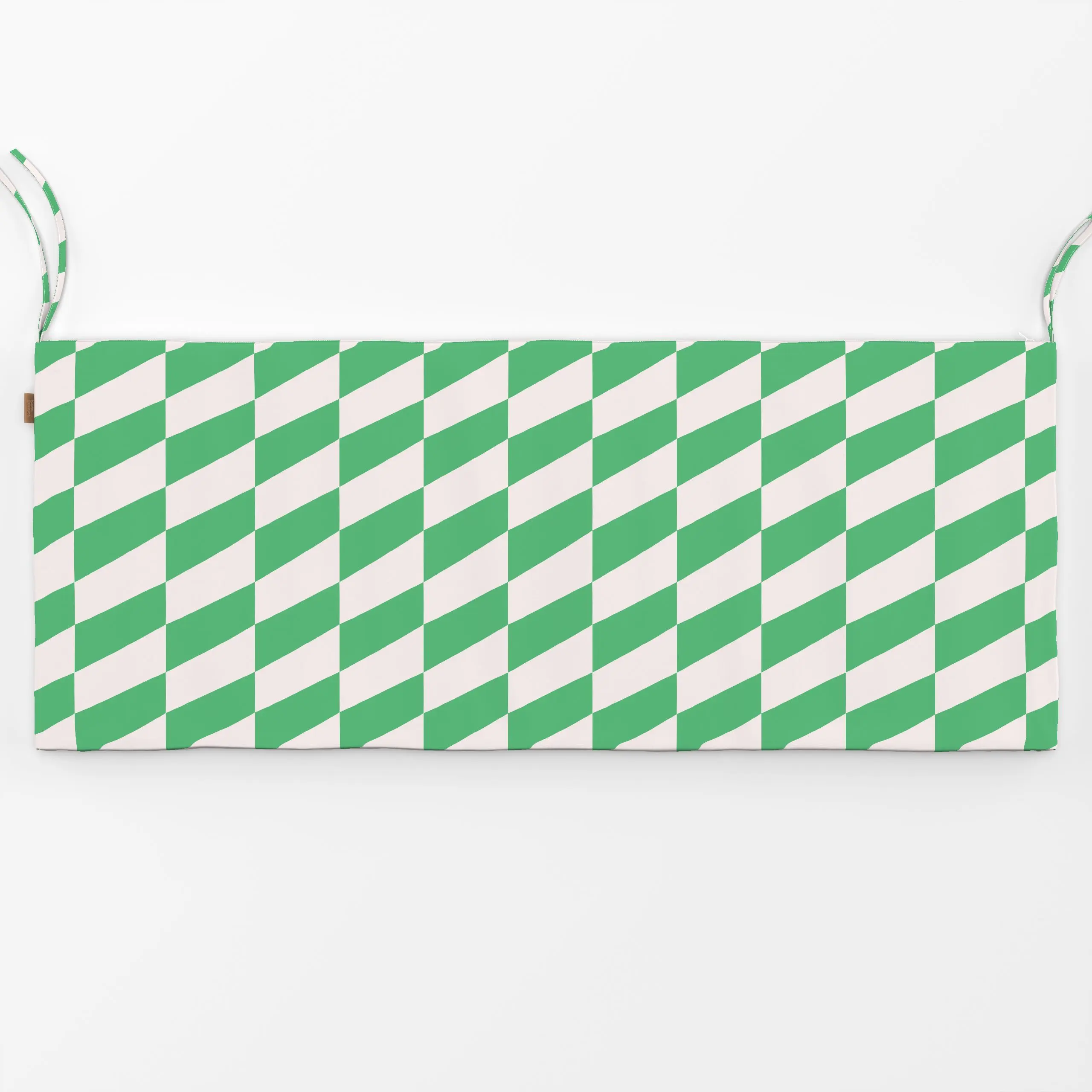 Bankauflage Raute Streifen Grün & Weiß - Frühling, Symbole & Muster, Retro & Vintage - von „Maren Gross "; kariert, checks, ...