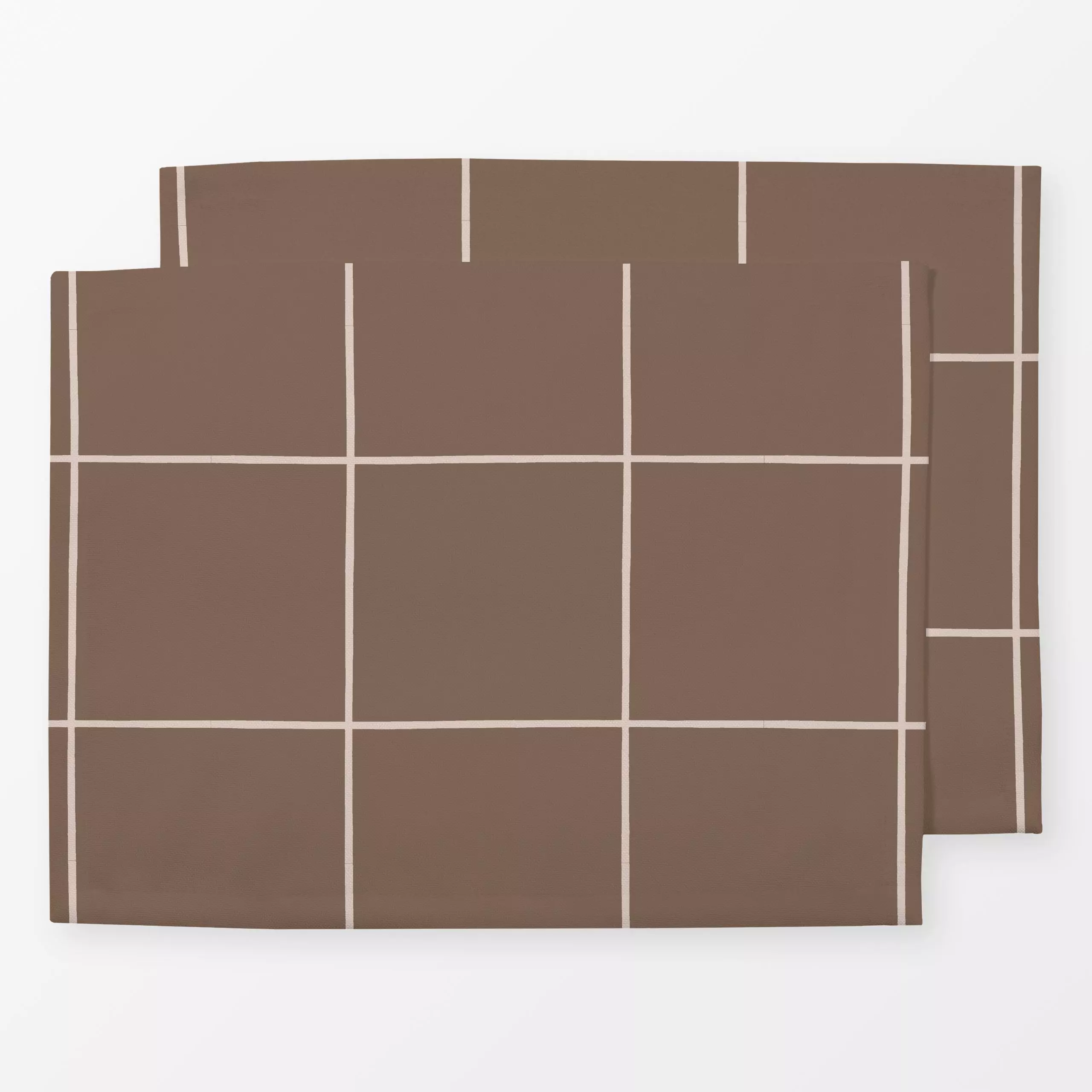 Tischset Minimal Karo Braun - Symbole & Muster - von „Studio Kesse"; Linien, Herbst, Scandi, landhaus, klassisch, Herbstdeko...