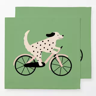 Servietten Hund mit Fahrrad