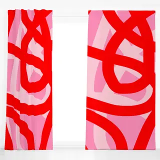 Dekovorhang Happy Lines rot