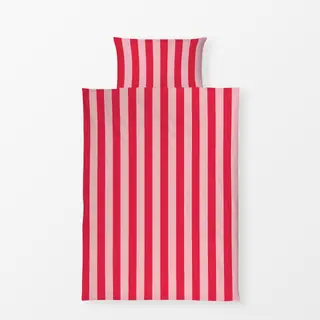 Bettwäsche Blockstreifen rosa rot