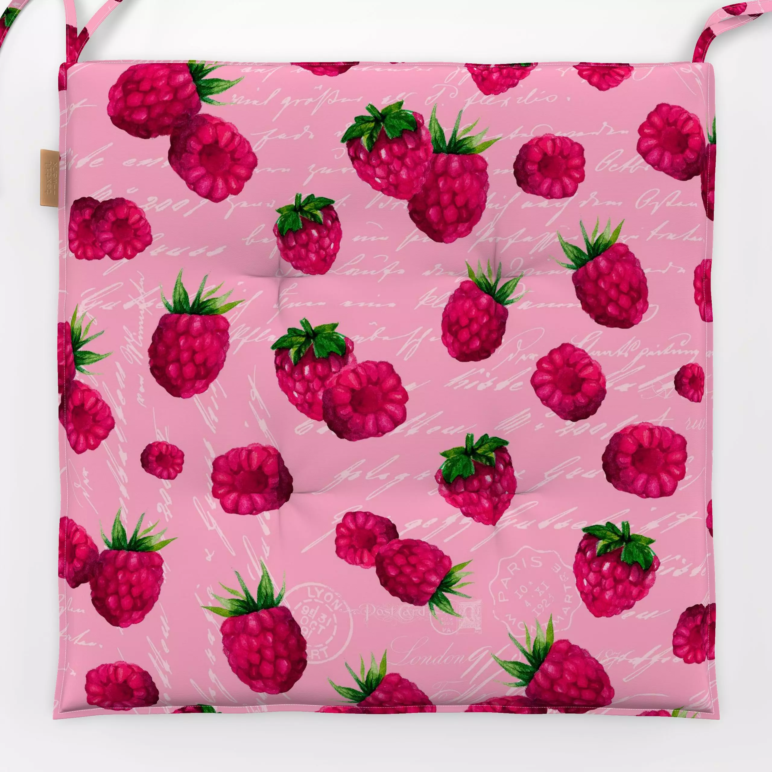 Sitzkissen Himbeerglück - Sommer - von „Andrea Haase"; Frucht, Obst, rosa, Beeren, Sommer, pink, Essen, Himbeeren, Sommerlich