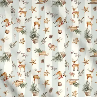 Meterware Cosy Weihnachtsmuster Streifen