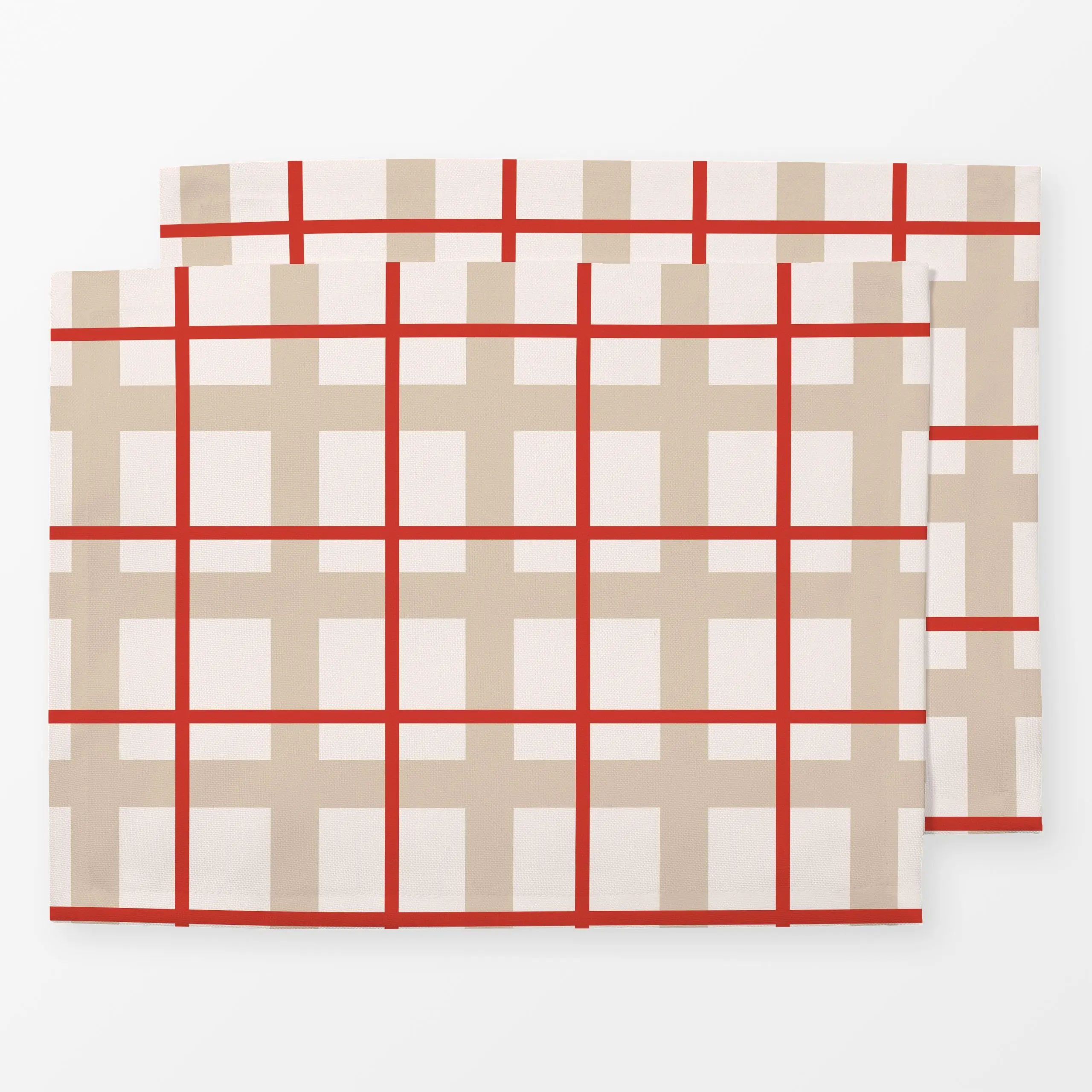 Tischset Christmas Plaid Cinnamon - Weihnachten, Symbole & Muster - von „Jana Driver"; Streifen, Weihnachten, beige, Karo, r...