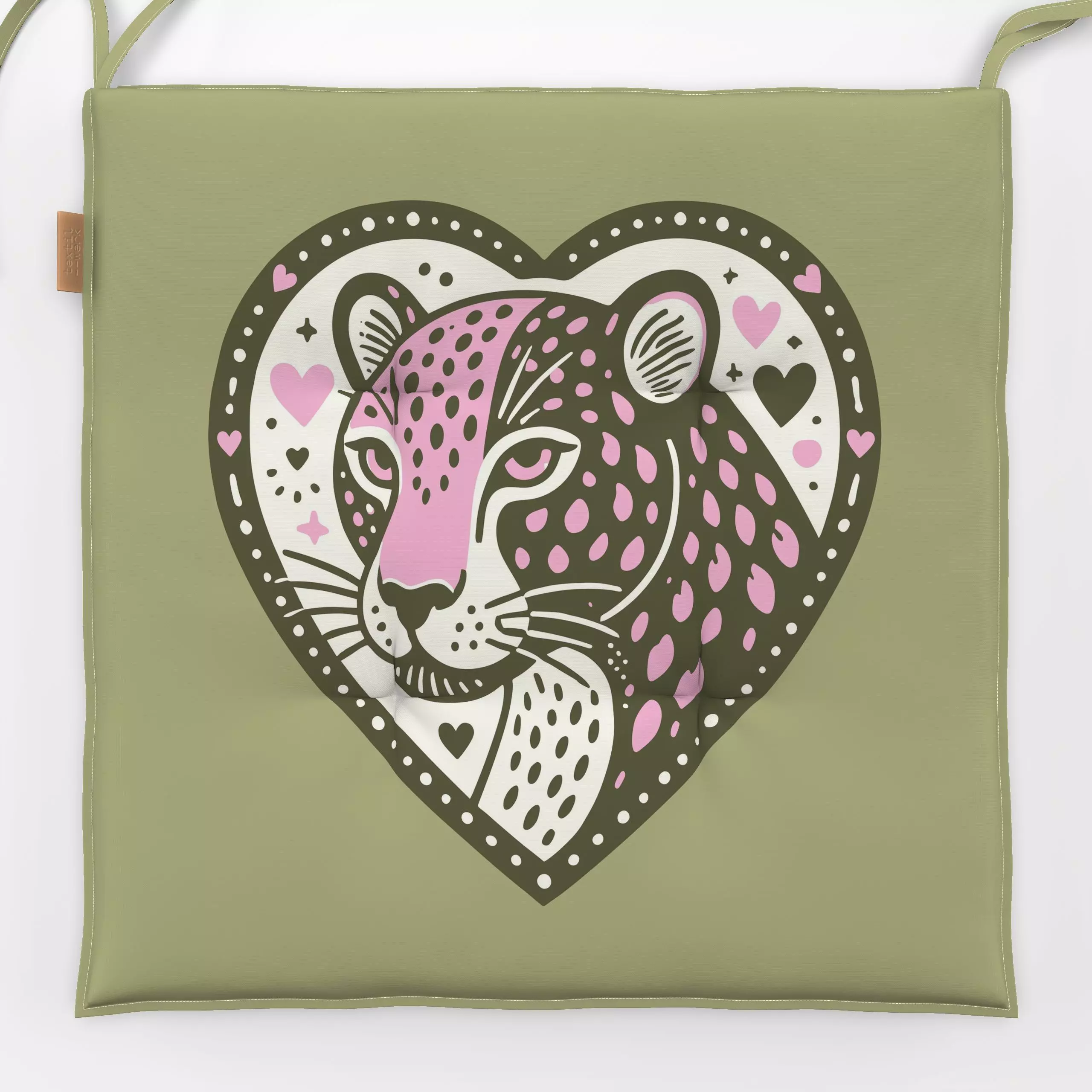 Sitzkissen SAFARI Leopard Herz 1 - Tiere - von „Primus Pattern"; Herz, Leo, Leopard, wildlife, Wildkatze, wild, Leolove, leo...