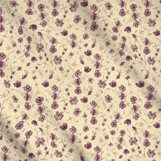 Meterware Blumenmuster Gelb Burgundy