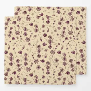 Servietten Blumenmuster Gelb Burgundy