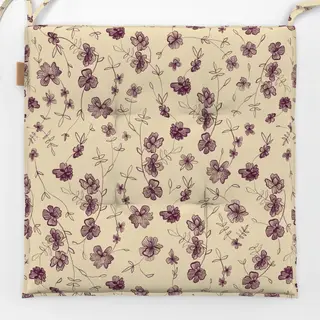 Sitzkissen Blumenmuster Gelb Burgundy