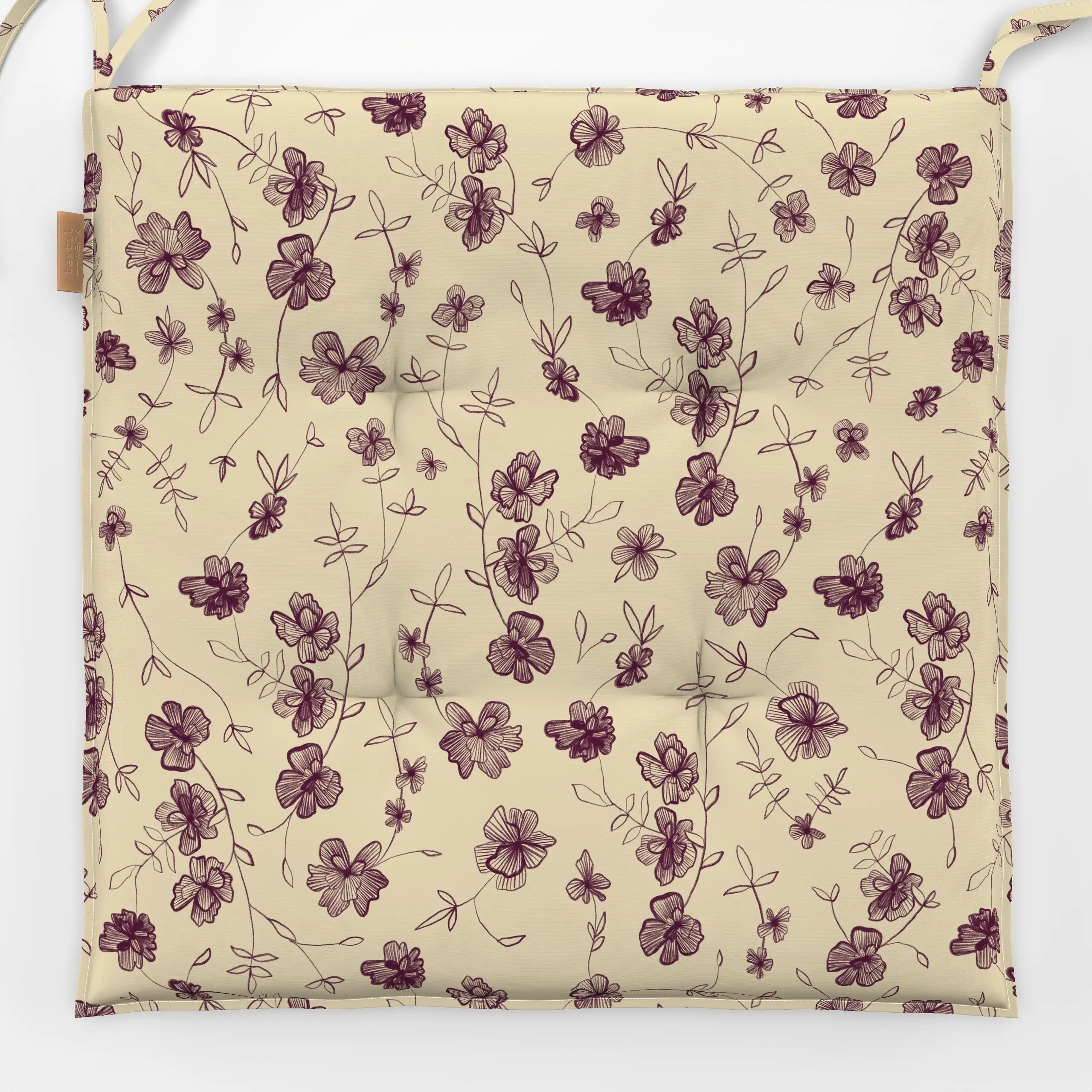 Sitzkissen Blumenmuster Gelb Burgundy - Blumen & Florales, Sommer - von „Sophie Augustin Illustration"; Sommerblumen, Sommer...