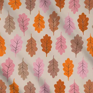 Meterware Herbstblätter rosa orange