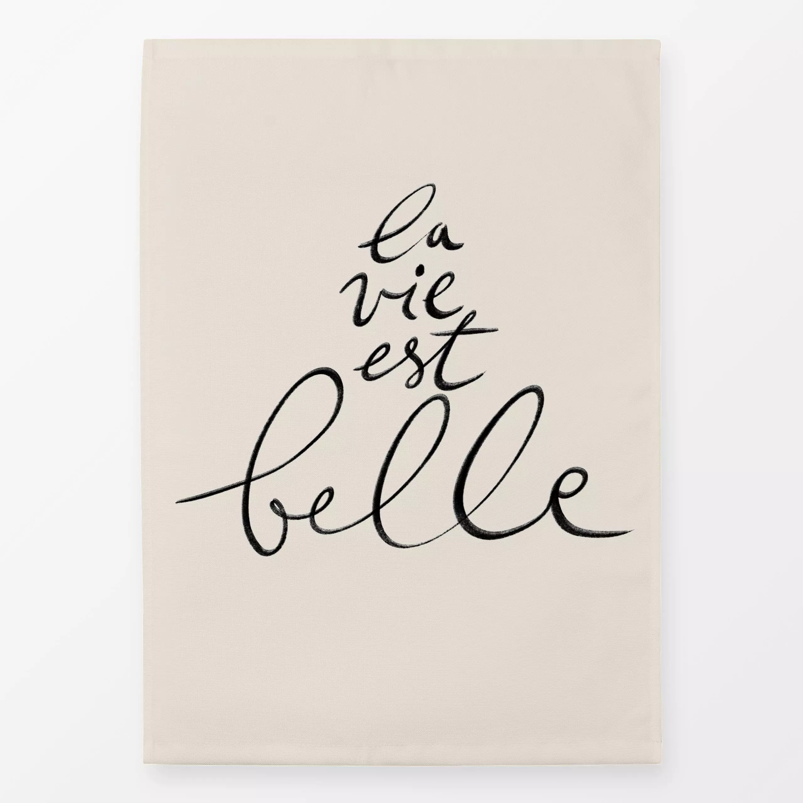 Geschirrtücher la vie est belle - Sprüche & Schriftzüge - von „Studio Kesse“; typografie, schrift, Spruchkissen, handgeschri...