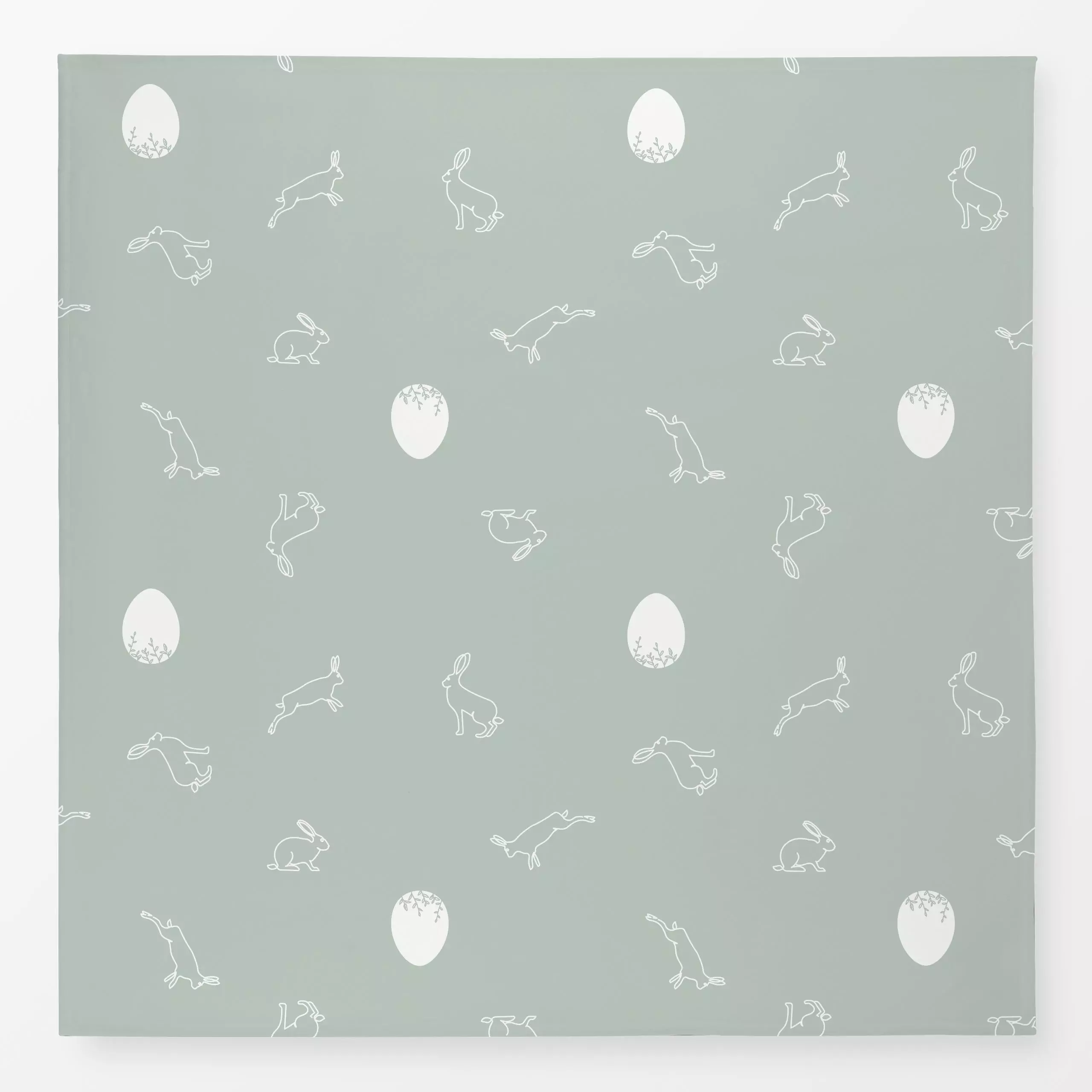 Tischdecke Ostern Lineart salbei - Frühling - von „Katrin Graff"; minimal, Hase, modern, Ostern, Osterhase, Salbei, pattern,...