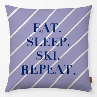 Kissen Eat Sleep Ski Repeat Lila