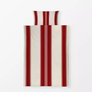 Bettwäsche Weihnachtsstreifen Beige Rot