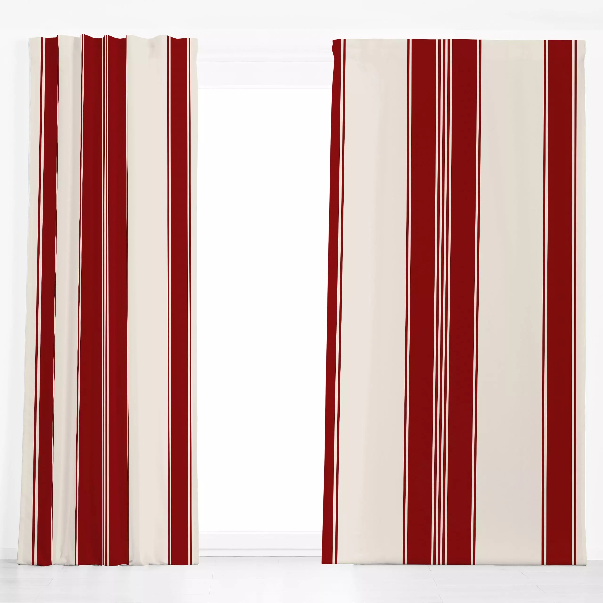 Dekovorhang Weihnachtsstreifen Beige Rot - Weihnachten, Symbole & Muster, Retro & Vintage - von „Uta Naumann"; boho, Streife...