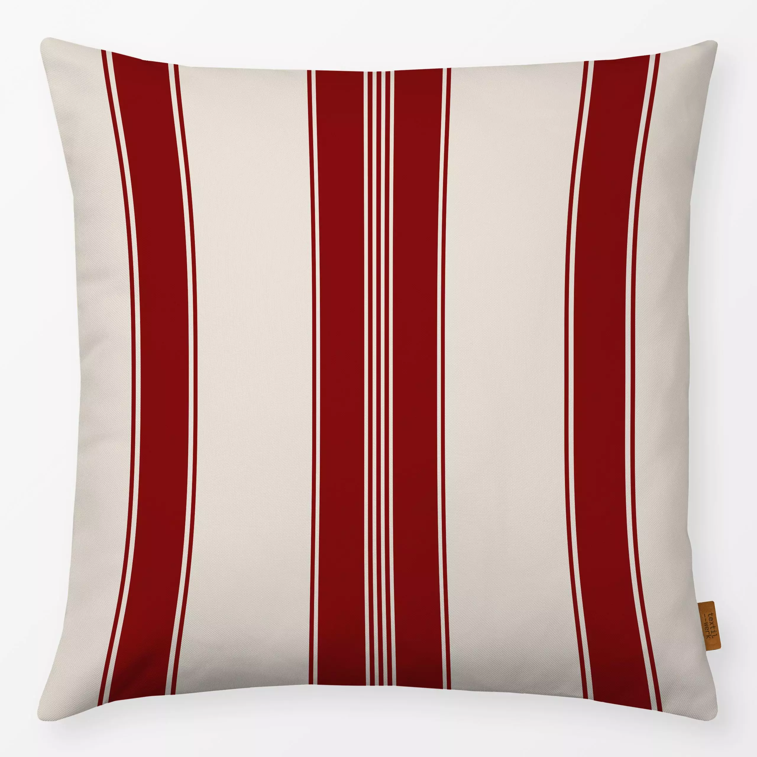 Kissen Weihnachtsstreifen Beige Rot - Weihnachten, Symbole & Muster, Retro & Vintage - von „Uta Naumann"; boho, Streifen, sk...