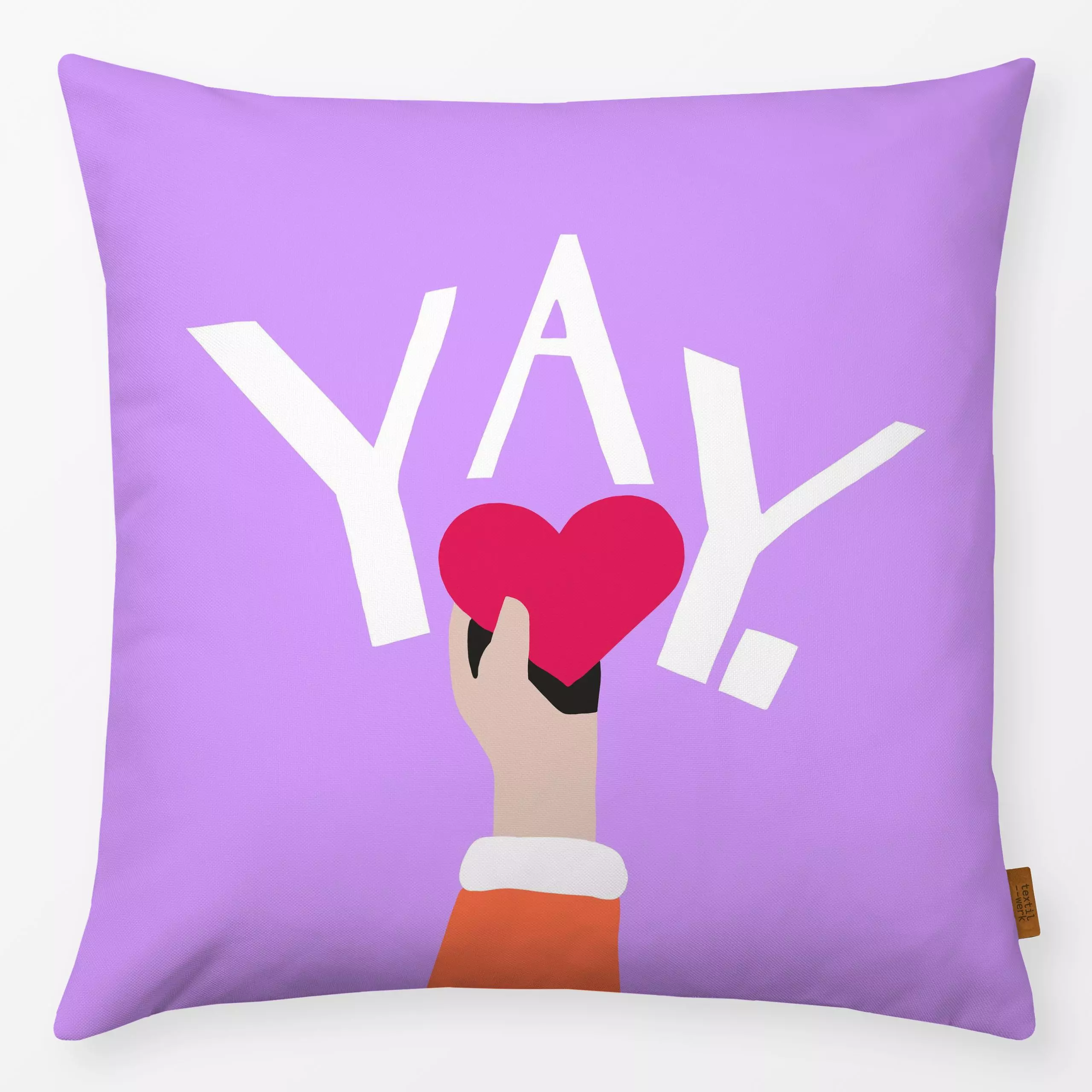 Kissen Frauen und YAY flieder - Symbole & Muster, Anlässe - von „Resi Colter x Ursula Tücks"; Papaya, Kissen, Frauenpower, L...