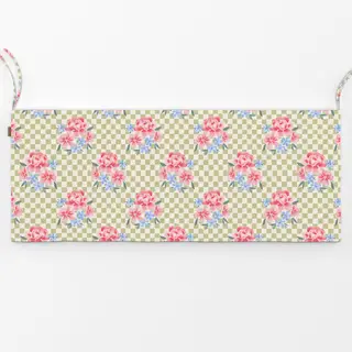 Bankauflage Blumen Karo grün