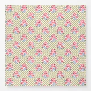 Tischdecke Blumen Karo grün