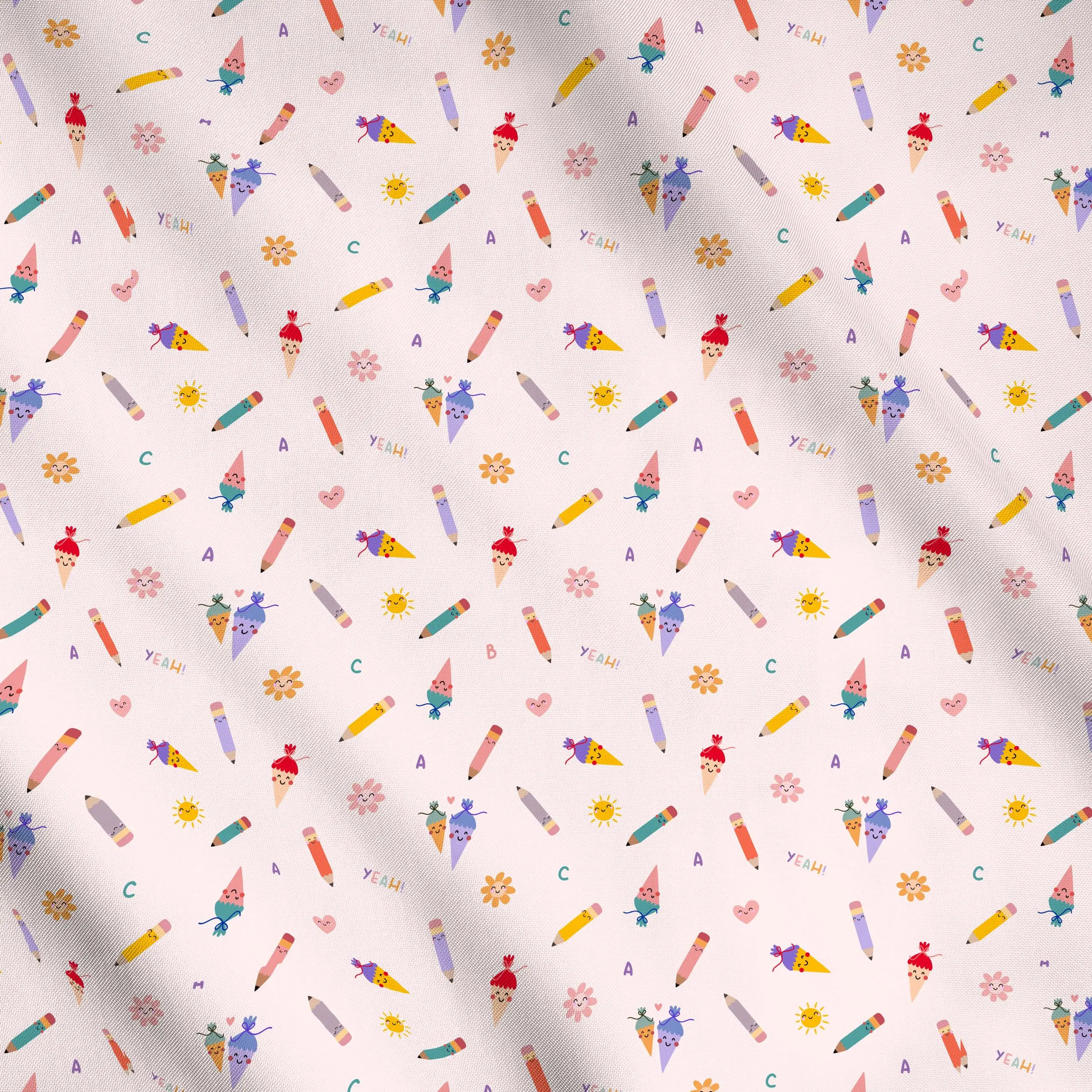 Meterware Schulkind Muster - rosé - Kinderzimmer & Motive für Kinder - von „Heyduda"; Kinder, rosa, niedlich, Schule, Schuls...