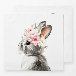 Servietten Hase mit Blumenkranz