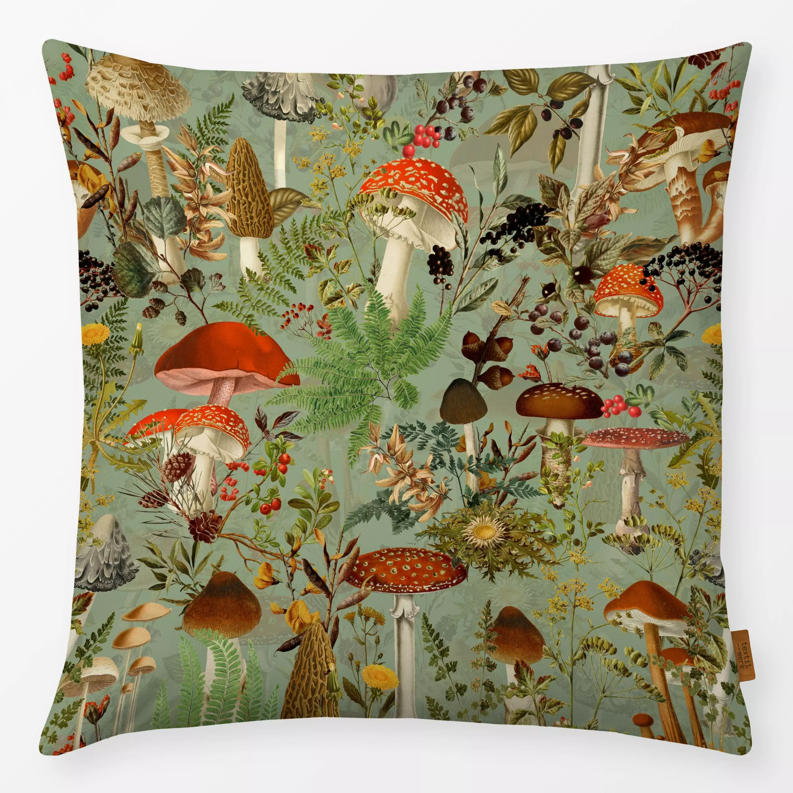 Kissen Bezaubernder Herbst Wald 7 - Herbst, Pflanzen & Botanik, Retro & Vintage - von „Uta Naumann"; Muster, Farn, Wald, Tan...