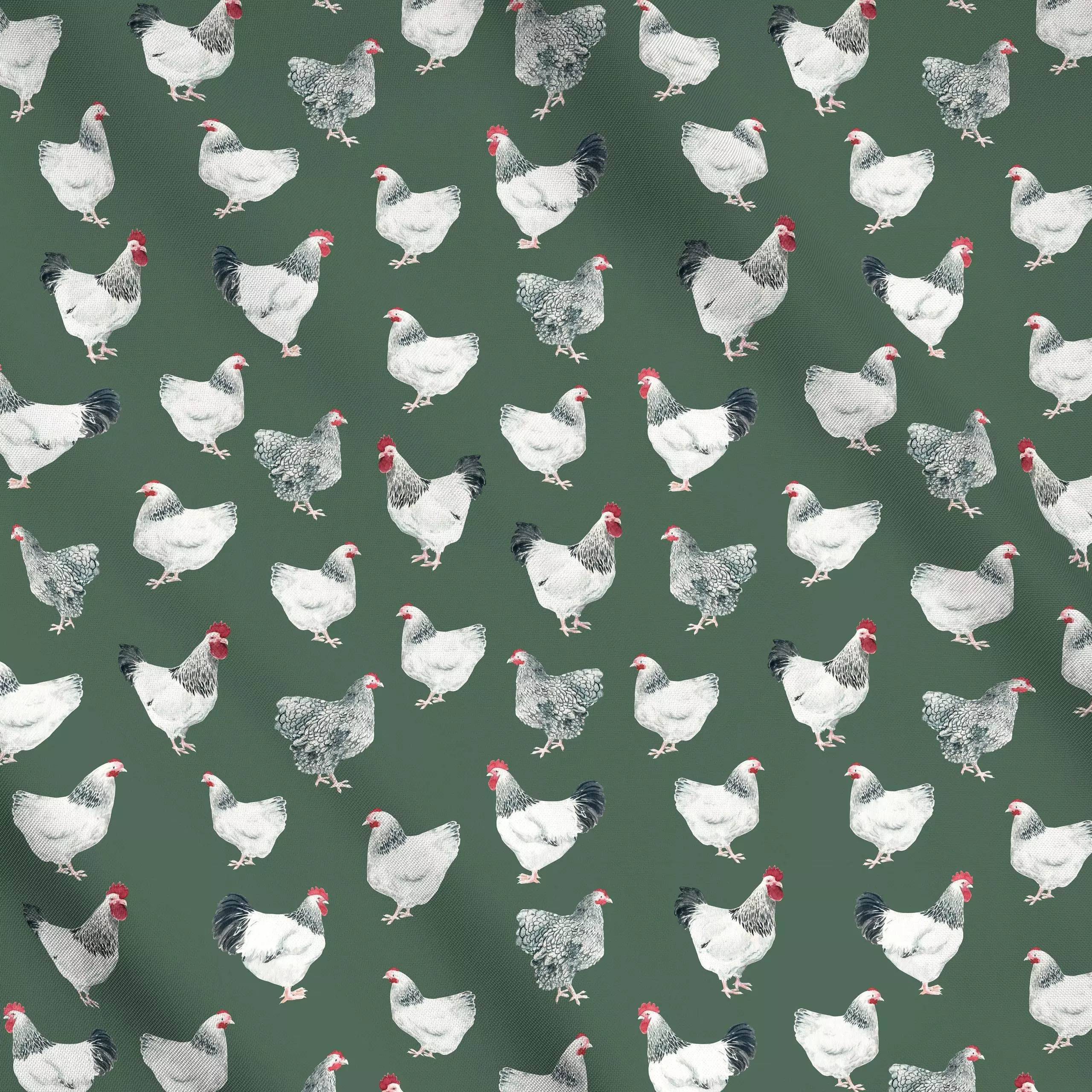 Meterware Hühner grün - Frühling, Tiere - von „Katrin Graff"; Hühner, Ostern, landhaus, watercolor, Aquarelle, huhn, Landhau...