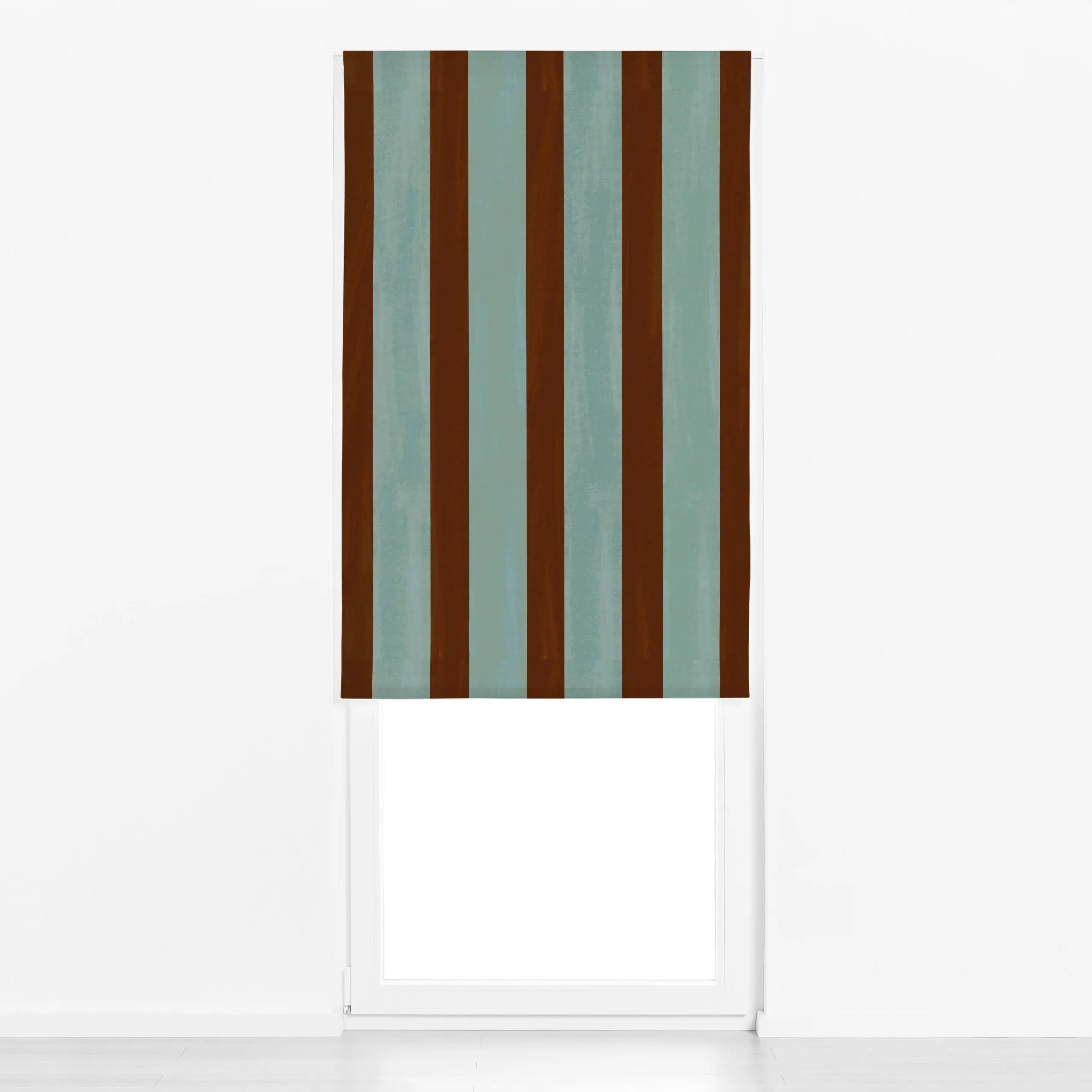 Raffrollo Nautical Stripes Teal - Sommer, Symbole & Muster - von „KunstbyStephie"; Muster, Pinselstrich, Retro, Sommer, Beac...