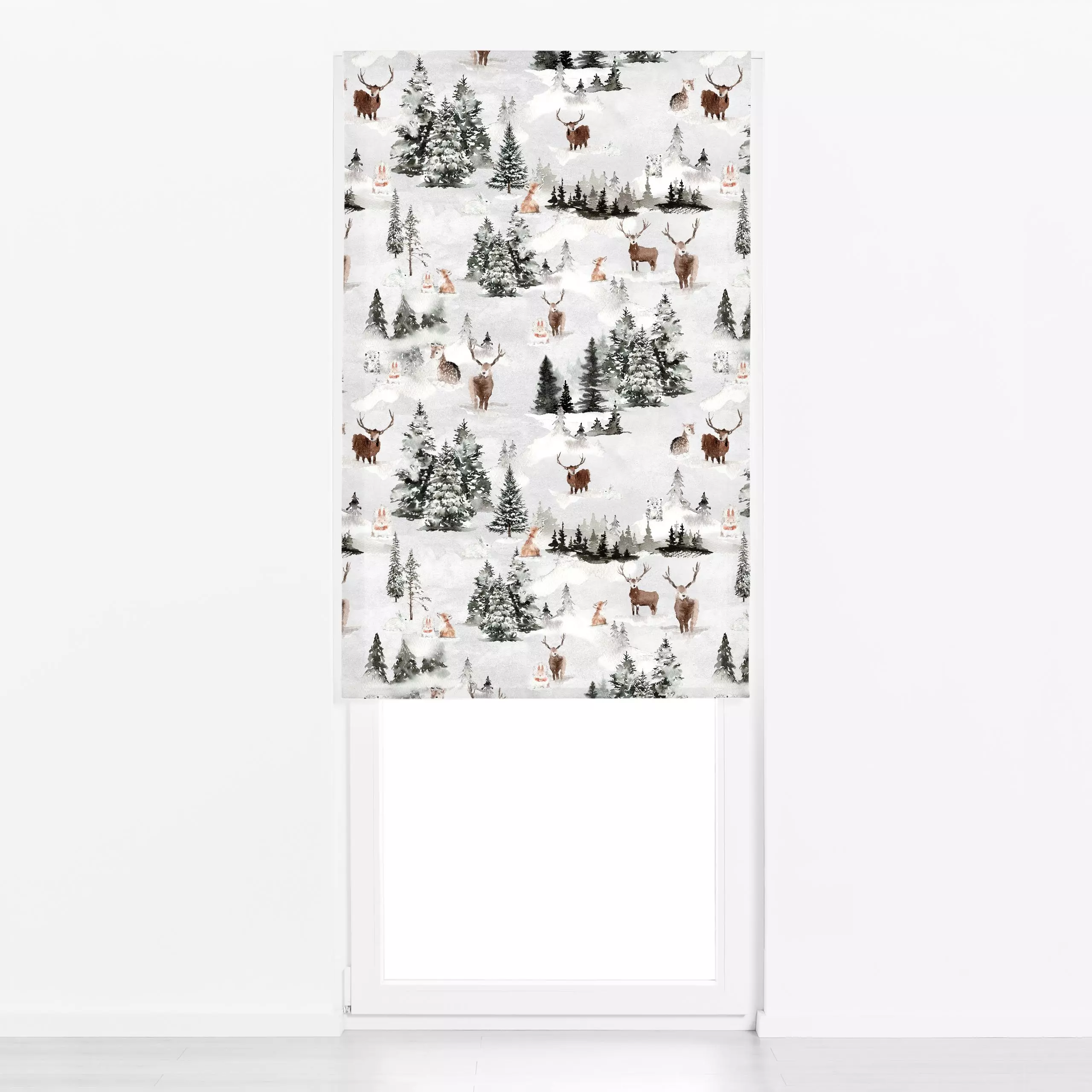 Raffrollo Winter Wunderland - Kinderzimmer & Motive für Kinder, Tiere - von „Uta Naumann"; Muster, Bäume, Fuchs, Wildtiere, ...