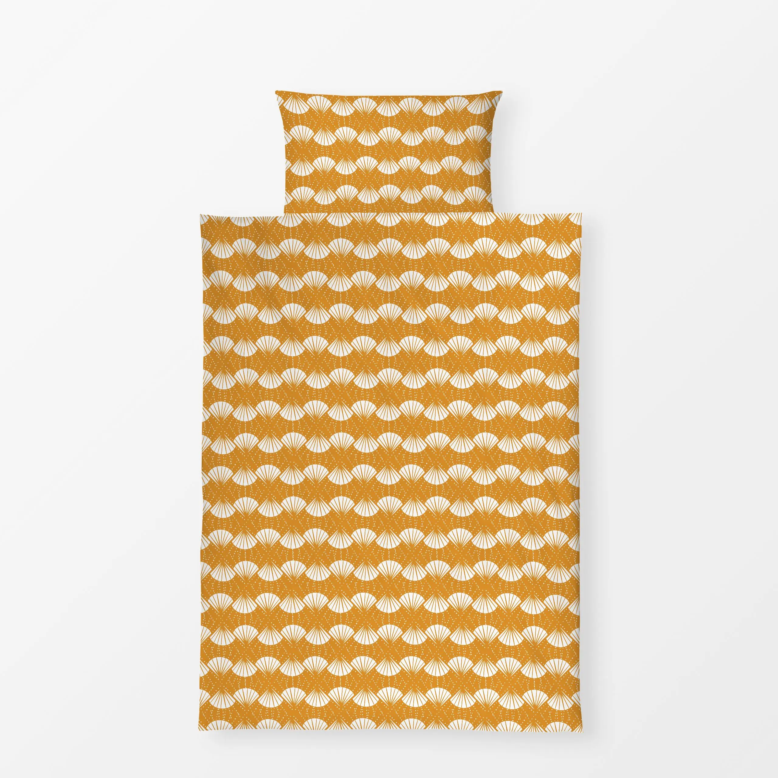 Bettwäsche Abstract Shell allover gelb - Sommer, Tiere - von „moDeern Design Studio"; boho, Jungle, Sommer, dschungel, Musch...