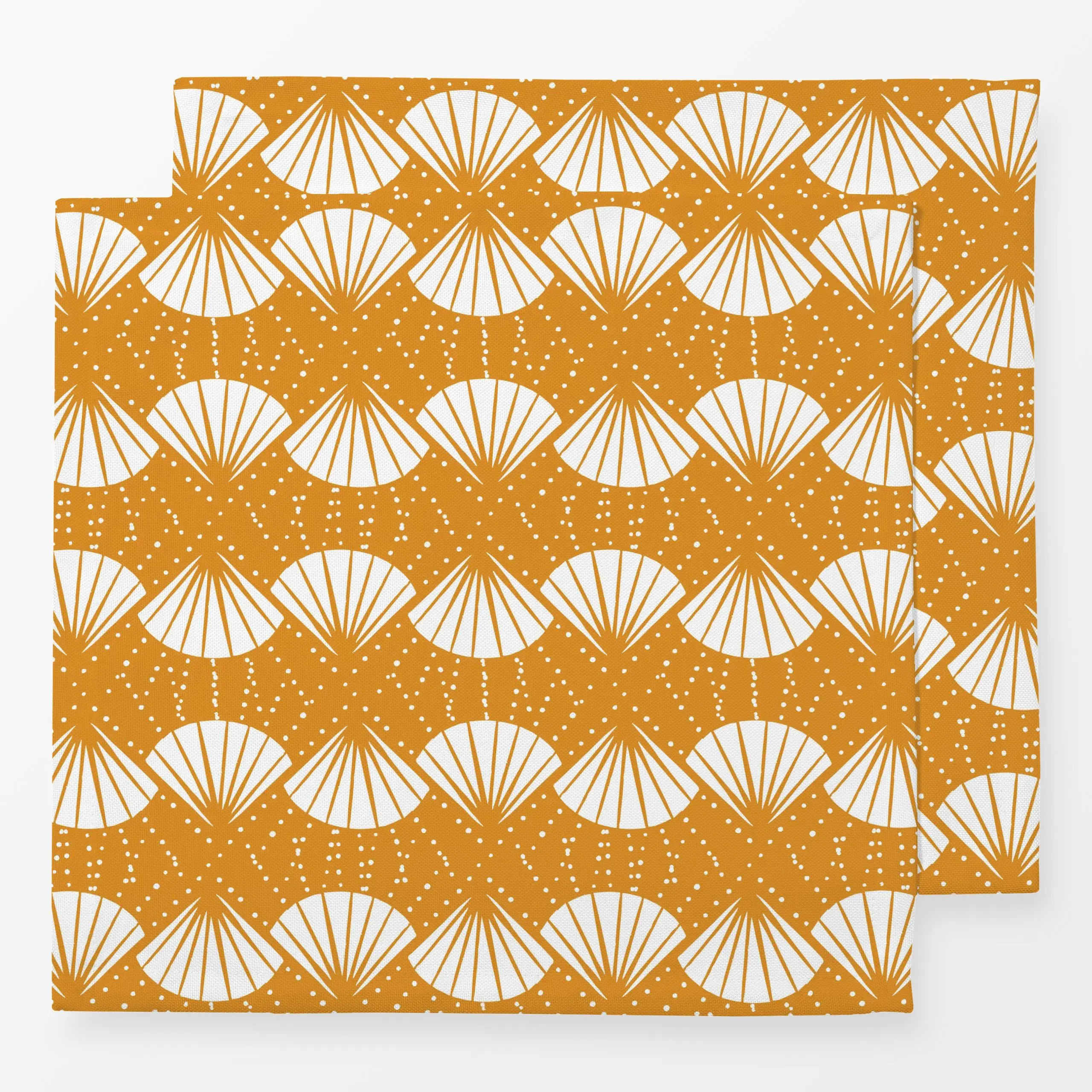 Servietten Abstract Shell allover gelb - Sommer, Tiere - von „moDeern Design Studio"; boho, Jungle, Sommer, dschungel, Musch...