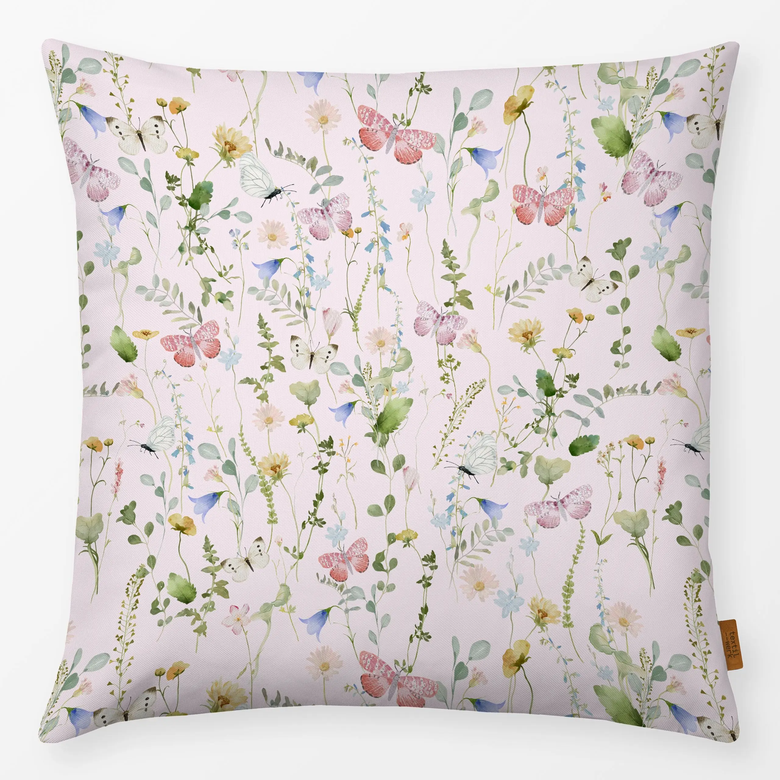 Kissen Rosa Wildblumen Garten - Blumen & Florales, Frühling, Tiere - von „Uta Naumann"; Wasserfarben, Blumen, Garten, Wildbl...