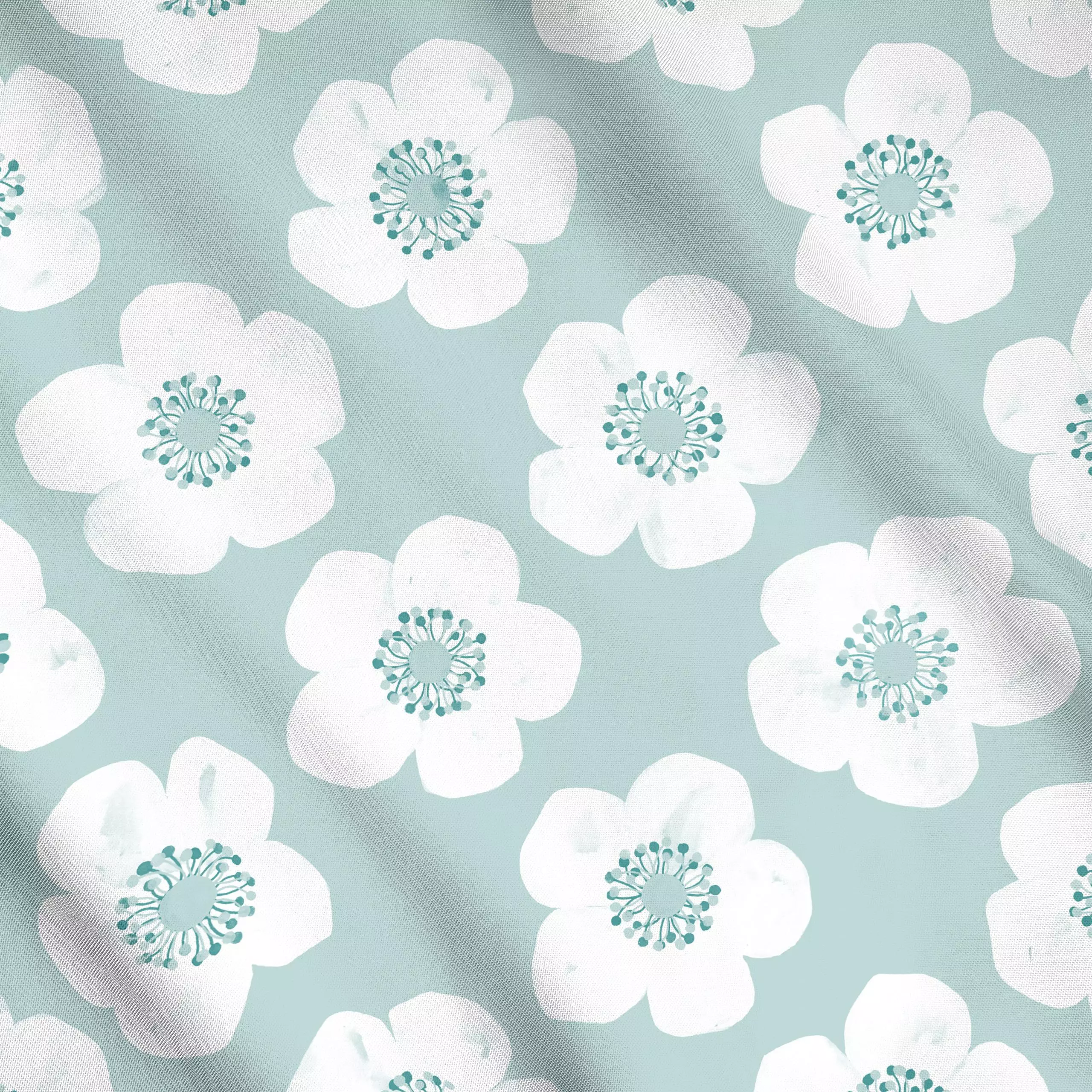 Meterware Erdbeeren Blüten 2 - Frühling, Pflanzen & Botanik - von „Primus Pattern"; Wasserfarben, Punkte, Blumen, Blüten, So...