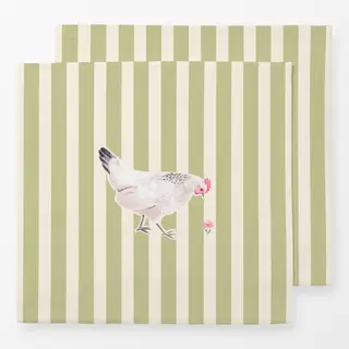Servietten Huhn gestreift grün