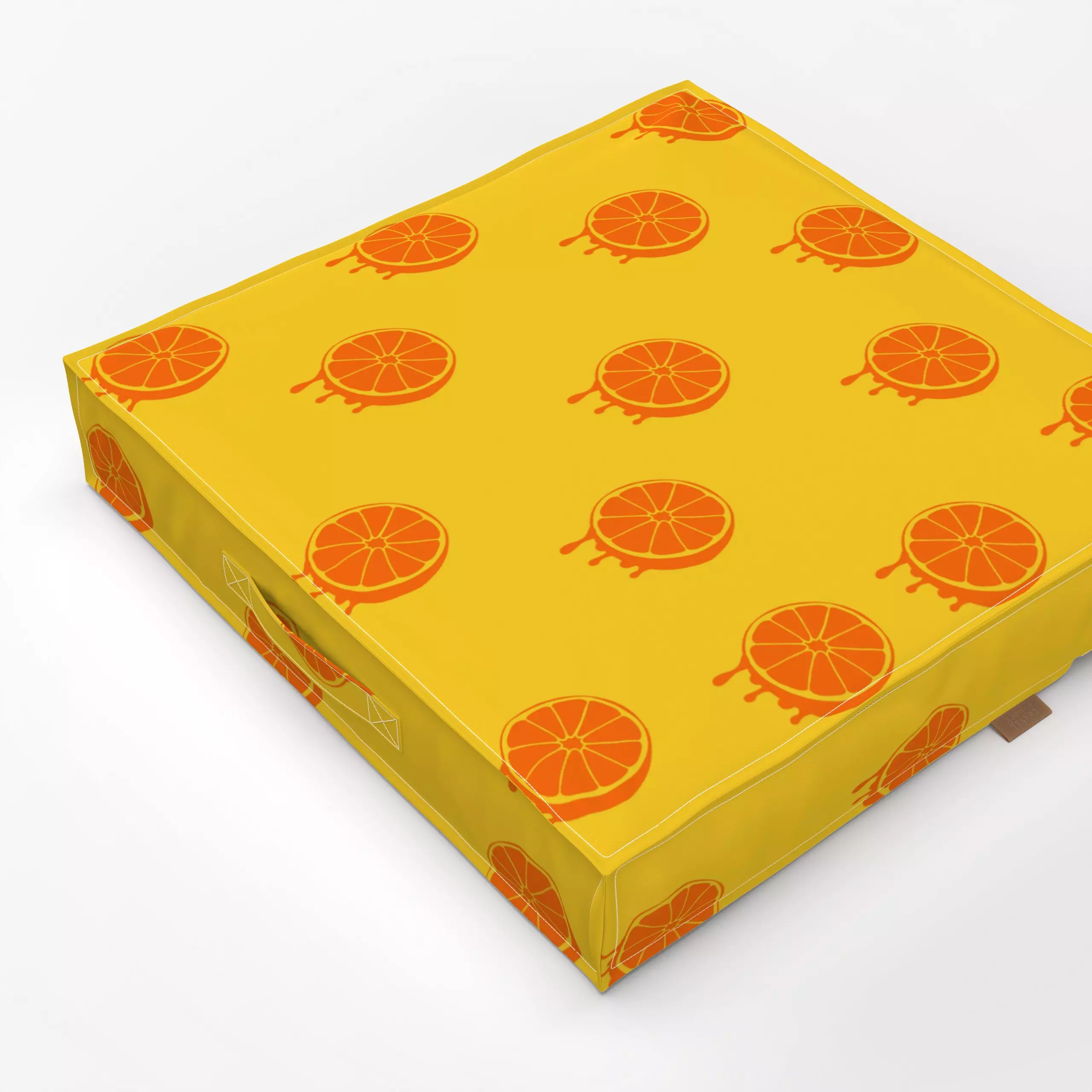 Bodenkissen Juicy Orange Pattern - Sommer, Symbole & Muster, Früchte - von „textilwerk"; Illustration, Orange, Sommer, trend...