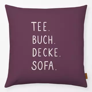 Kissen Tee Buch Decke Sofa Pflaume