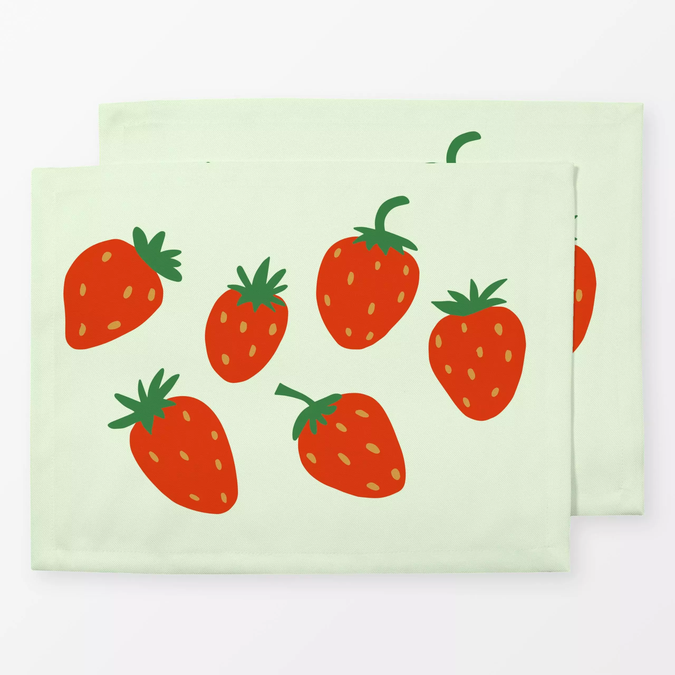 Tischset Erdbeeren - Sommer - von „textilwerk"; Illustration, skandinavisch, Sommer, Urlaub, bunt, minimalistisch, schlicht,...