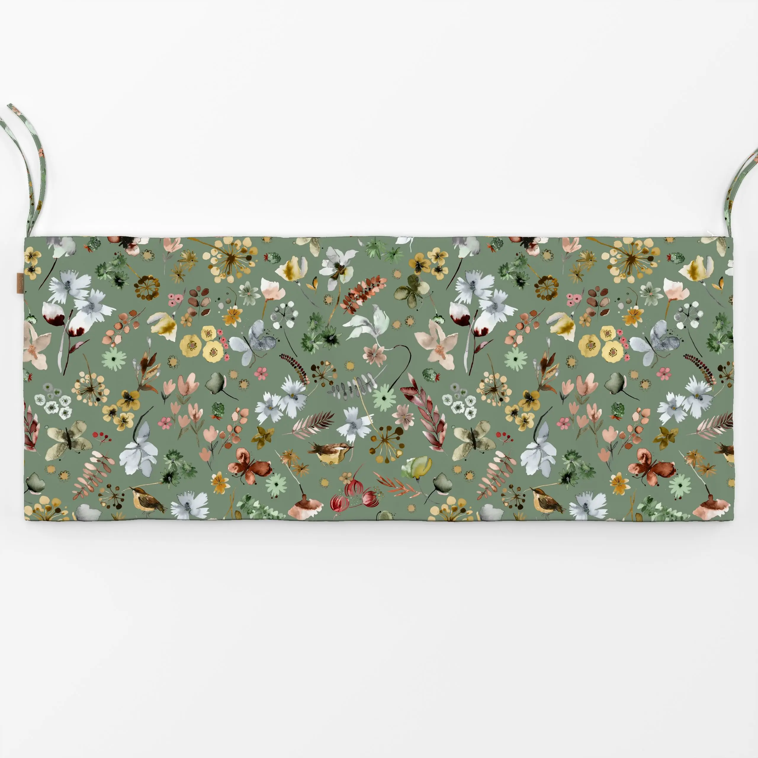 Bankauflage Wild Nature Fall Sage Green - Blumen & Florales - von „Ninola Design "; Aquarell, Blumen, Farbverläufe, Pflanzen...