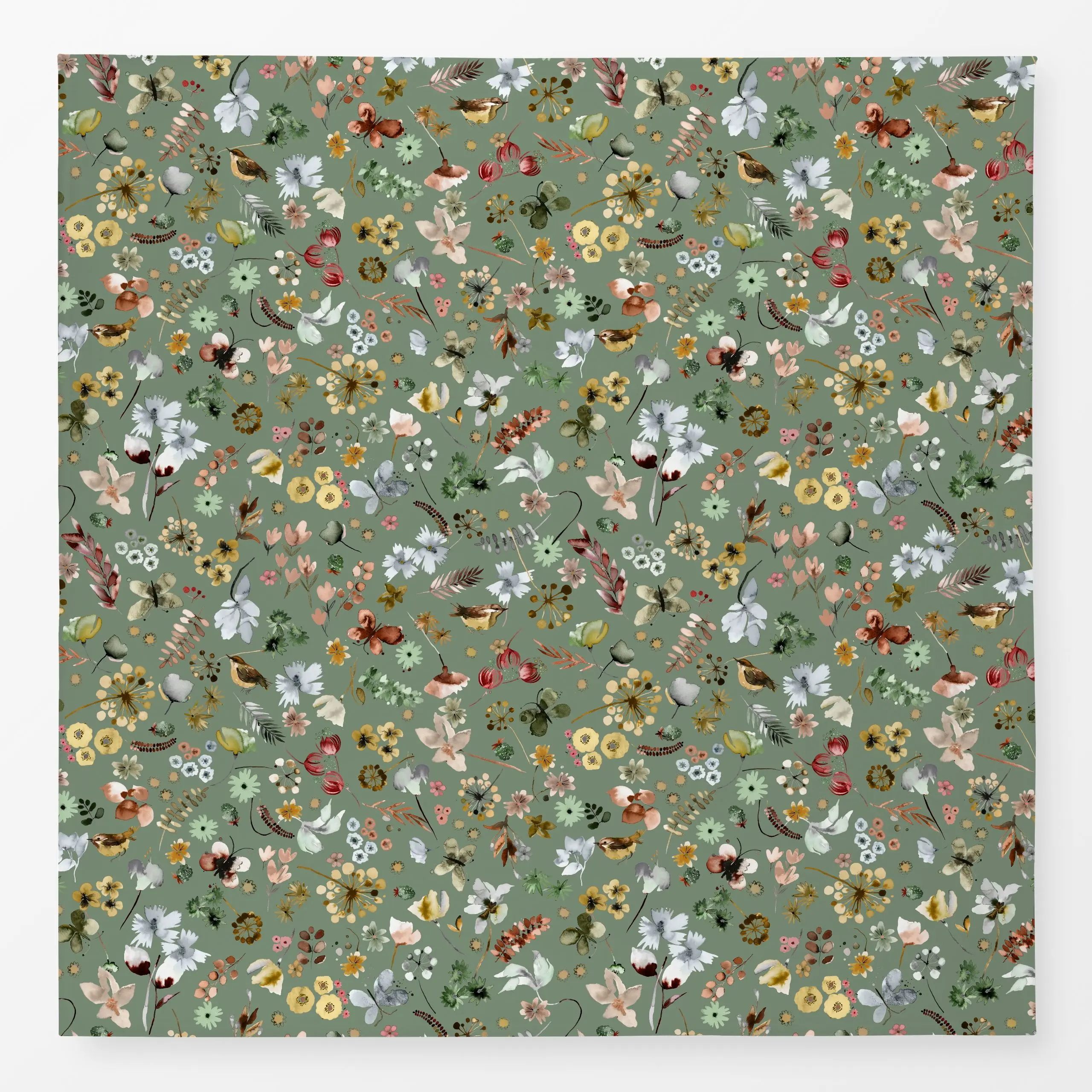 Tischdecke Wild Nature Fall Sage Green, Blumen, von Ninola Design