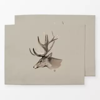 Tischset Hirschkopf Profil beige