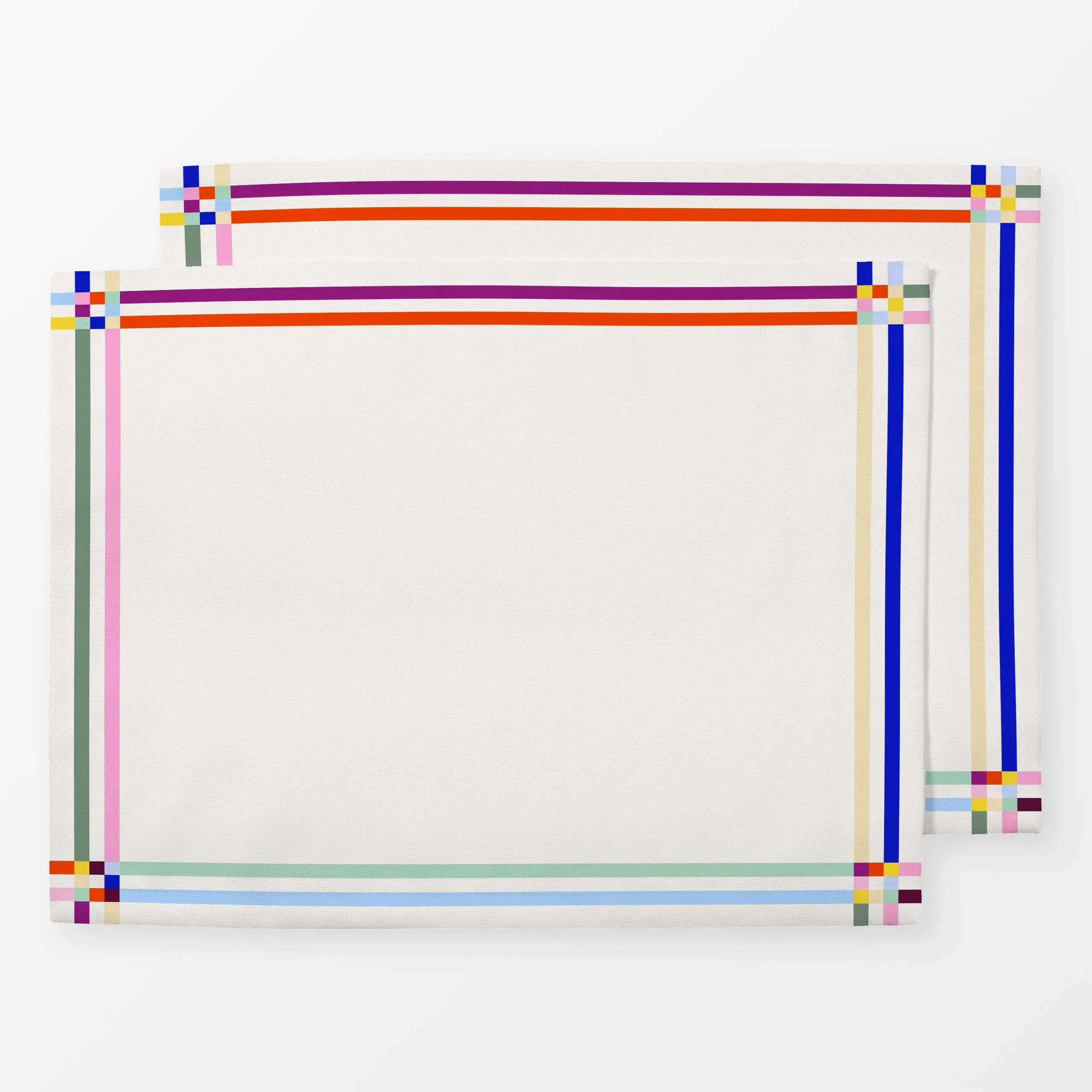 Tischset Rahmen bunt - Symbole & Muster - von „Sophie Augustin Illustration"; Streifen, bunt, Esszimmer, pixel, Blockstreife...