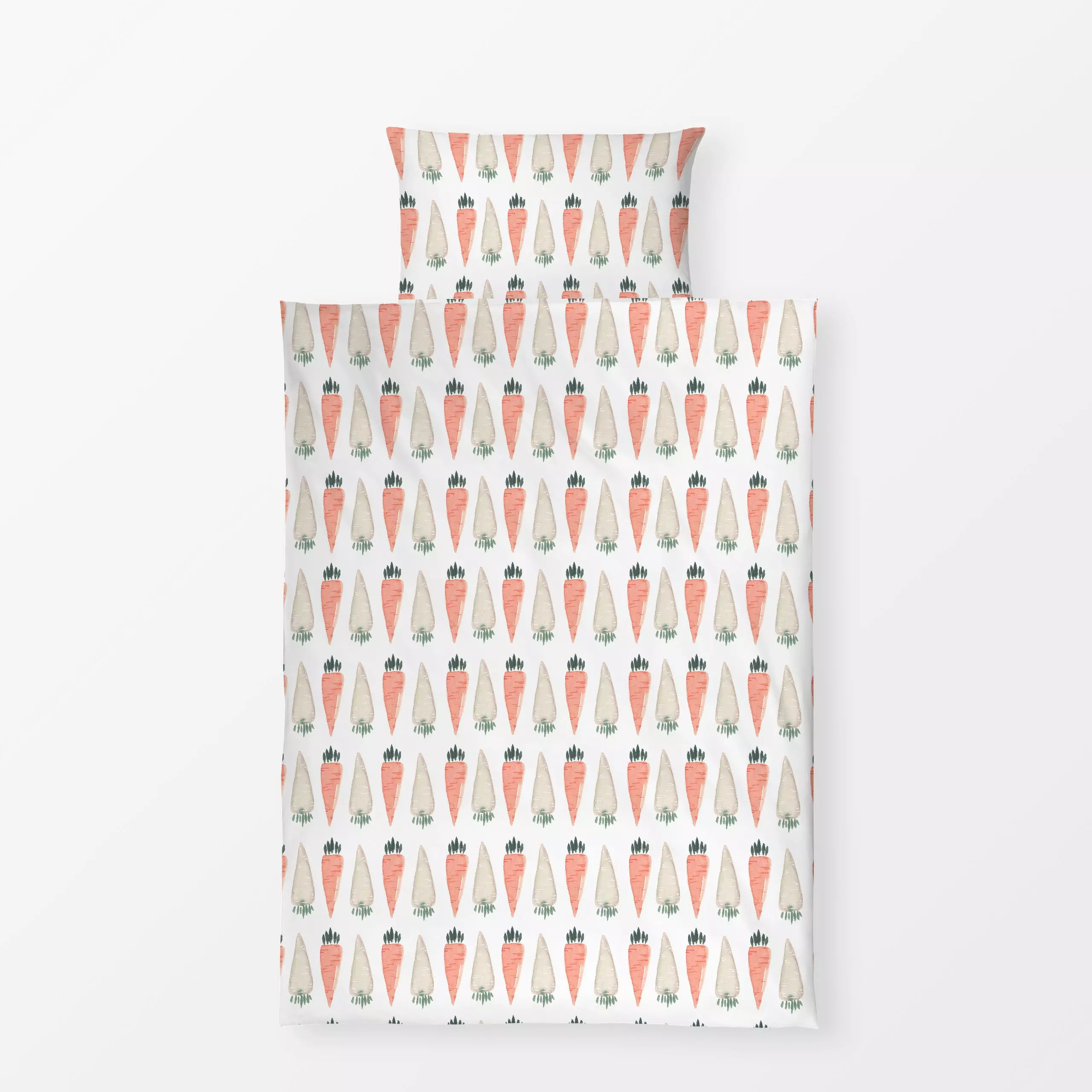 Bettwäsche Karottenmuster - Frühling, Symbole & Muster - von „Lena Yokota"; Muster, Aquarell, Illustration, kleingemustert, ...