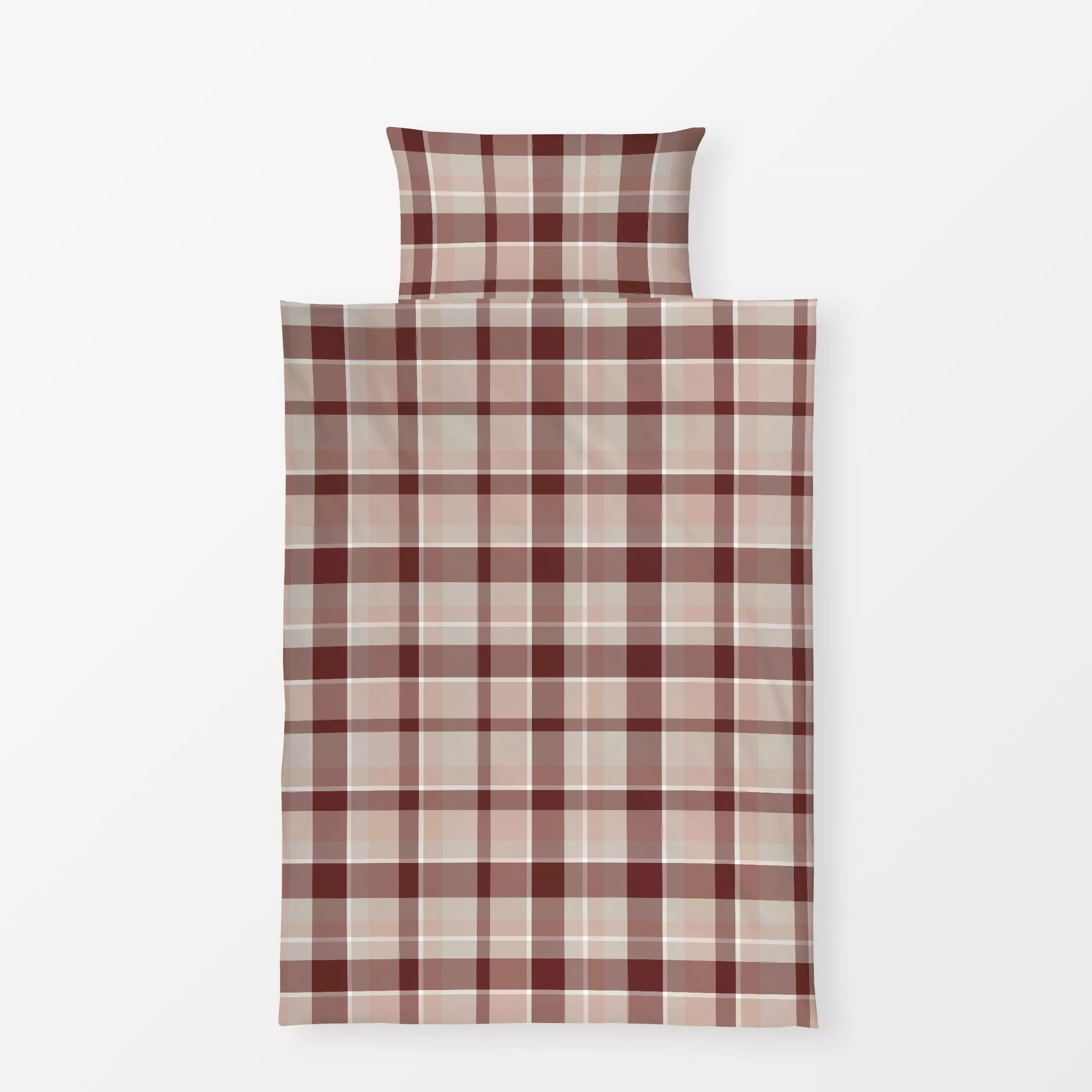 Bettwäsche Cozy Cottage Checks brick red - Symbole & Muster - von „Karen Menzenbach"; Weihnachten, beige, grafisch, Winter, ...